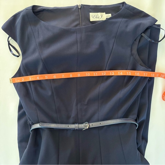ELIZA J Bateau Neck Cap Sleeve Midi Dress In Navy NEW - Picture 13 of 17
